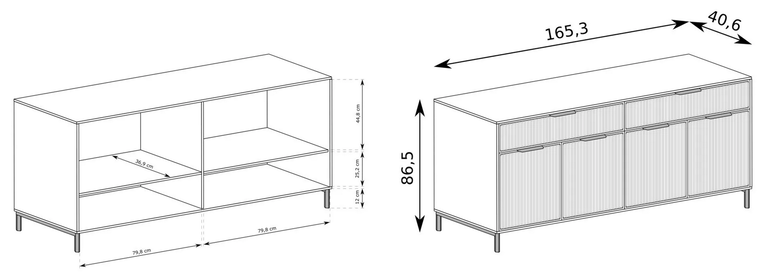 Nowoczesna komoda z ryflowanymi frontami P-1 (4)