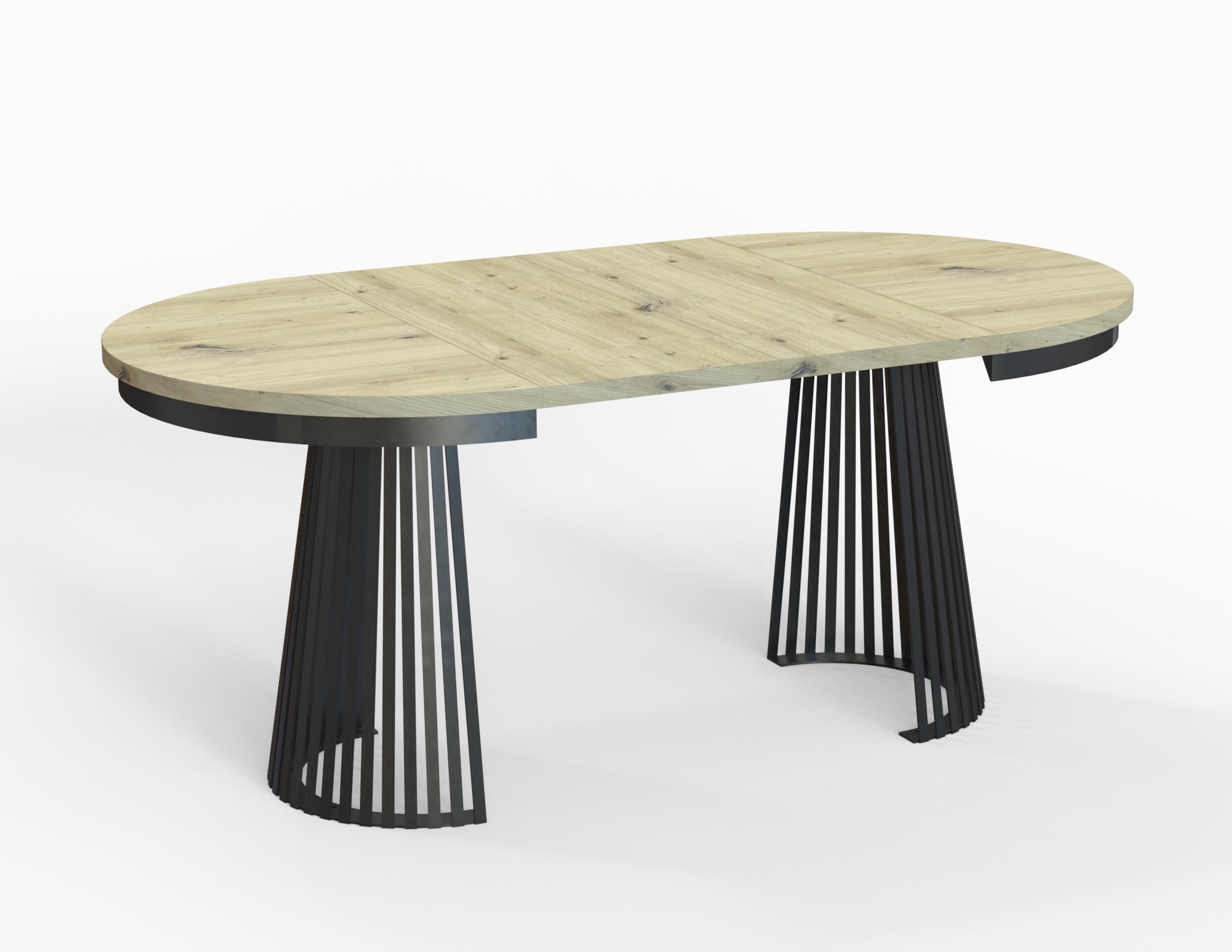  Okrągły stół z lamelami do jadalni Nelly rozkładany Ø120 cm Dąb Casella naturalny jasny (4)